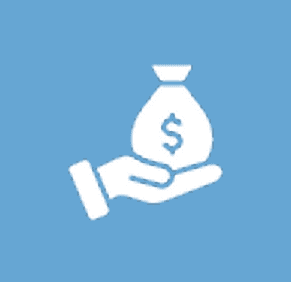 A person holding out their hand with a bag of money in it.
